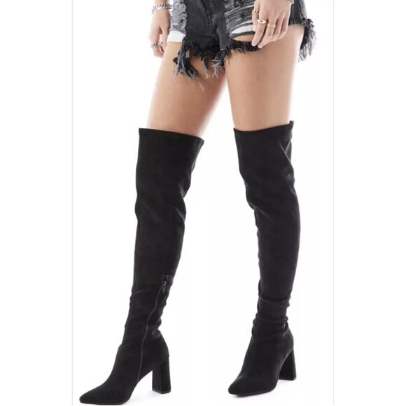 Jeffrey Campbell Parisah BLACK Over The Knee Sock Boots Suede 8.5 US NEW - Picture 1 of 14